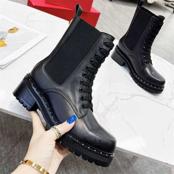 

warm 01-08 casual women luxury design winter valentinolies heel snow leather thick soled sock boots fashion b7fh boots, Black