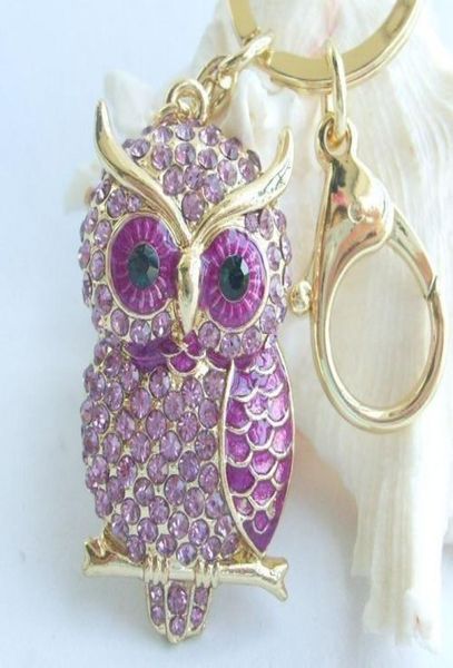 

charming bird owl key chain w purple rhinestone crystals kpy03502c12468745, Slivery;golden
