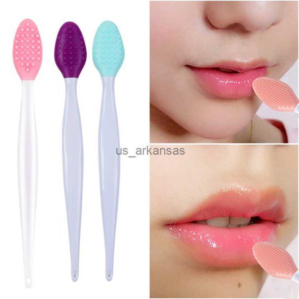 

makeup brushes wholesale 10pcs exfoliating lip brush nose cleaning brush double side soft silicone lip scrub tool nose blackhead remove brus