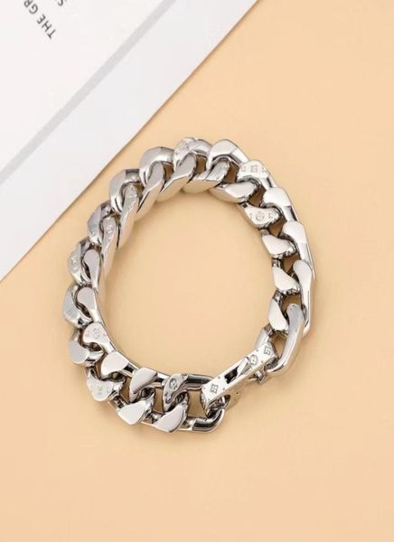 

designer bracelet silver love bracelets men women stainless steel chain fashion personality hip hop punk jewelry luxury gift cuff 8577966, Golden;silver