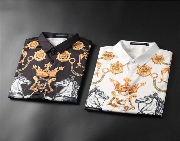 

high end long sleeve shirts luxury brand men s designer design business formal fashion casual mens ice silk slim black white shirt5857482, White;black