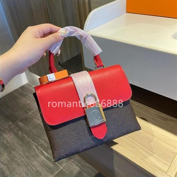 

original style 2021 new genuine locky bb presbyopia leather lock postman bag portable female bag handbag shoulder bag280w, Black;red