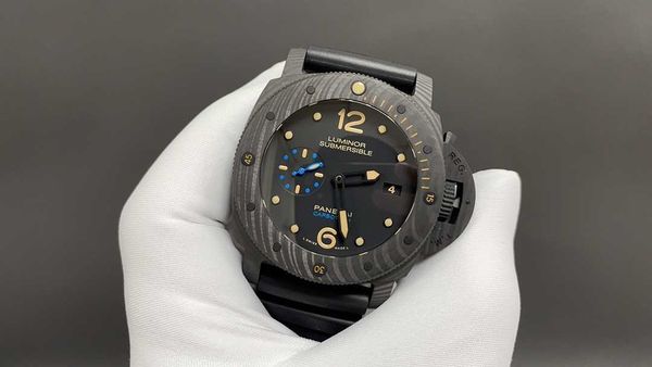 

pam616 limited edition vs 47mm carbon fiber ceramic paneraiswatch panera mechanical watches men automatic pawnable original 300m waterproof, Slivery;brown