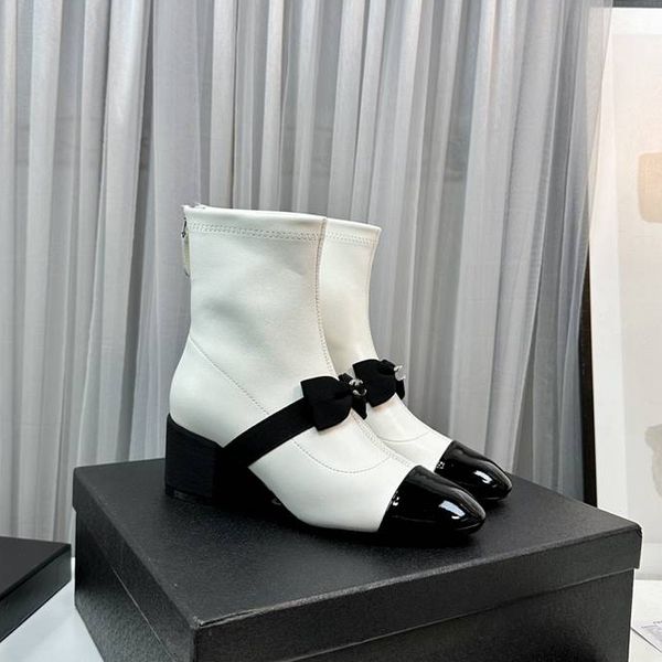 

designer boots women ankle booties winter channel leather boot martin platform letter ccity gfhfh, Black