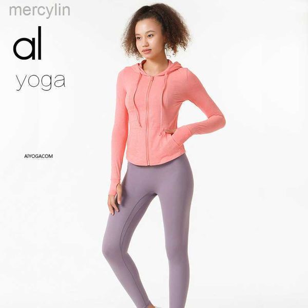 

designerorigin yoga sports jacket slimming tight elastic quick drying yoga suit long sleeved fitness suit alos jacket, Black;brown