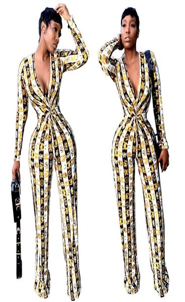 

women elegant overalls jumpsuits multi stripes pattern print long sleeve wrap v fleece full length jumpsuit fashion clothes6169404, Black;white