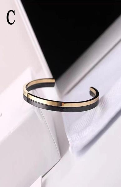 

c bangle opening bracelets women stainless steel fashion link couple jewelry gift for girlfriend christmas valentine day accessori2173957, Black