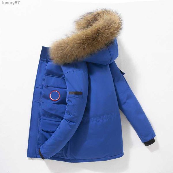 

men's down jacket canadian fashion tooling parker coat winter thick goose feather warm hooded couple ar76, Black