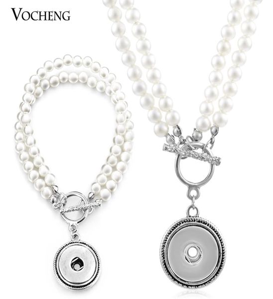 

noosa ginger snap 18mm button pearl jewelry set pendant necklace and bracelet vocheng nn3671879942, Silver