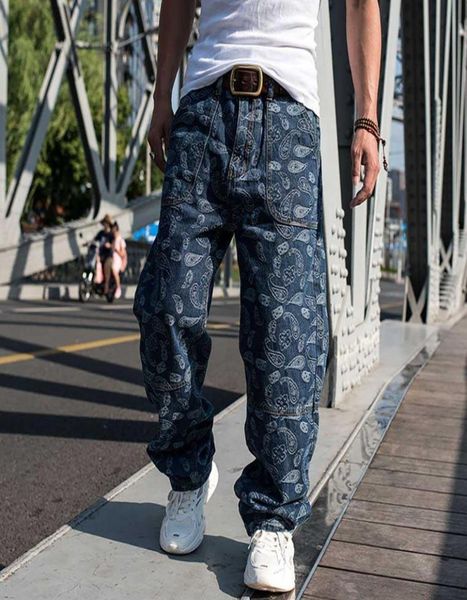

trendy men plus size jeans loose baggy casual denim pants straight trousers hiphop harem jeans streetwear men clothing 2106221732048, Blue