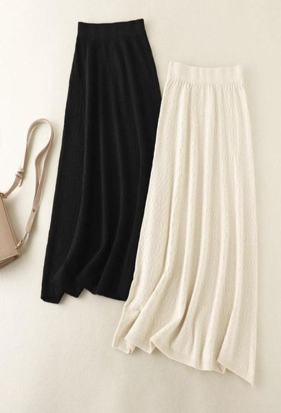 

skirts women soft midi long black knit skirt autumn 2022 winter solid color aline knitted with sweater highwaist for9076916