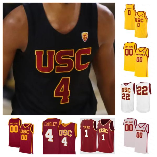 

ncaa usc trojans basketball jersey isaiah mobley boogie ellis chevez goodwin drew peterson max agbonkpolo ethan anderson dixon-waters nick y, Black