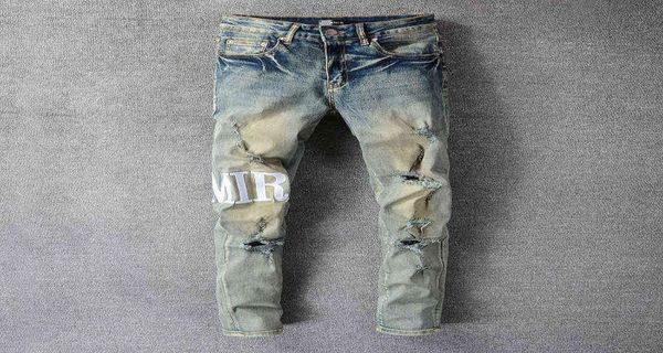 

men039s broken jeans vintage jeans punk lyrics broken motorcycle9384216, Blue
