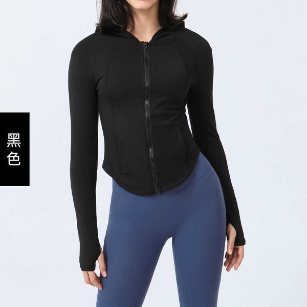 

designer yoga autumn and winter warm plush yoga coat zipper hooded sports women's slim fit long sleeve fitness suit alos jacket, Black;brown