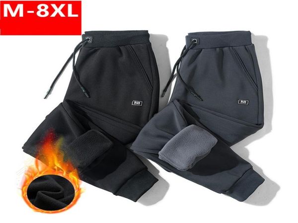 

warm pants winter jogger pants thick skinny joggers cotton trousers men tracksuit bottoms running pants big sizes 5xl 6xl 7xl 8xl8658212, Black