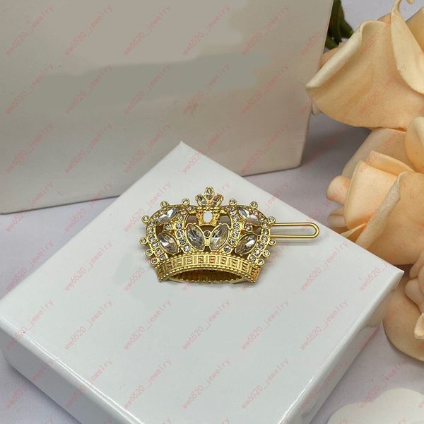 

brass material embed zircon crown hair clips & barrettes, designer jewelry fashion side clips, christmas, valentine's day, gifts, Golden;silver