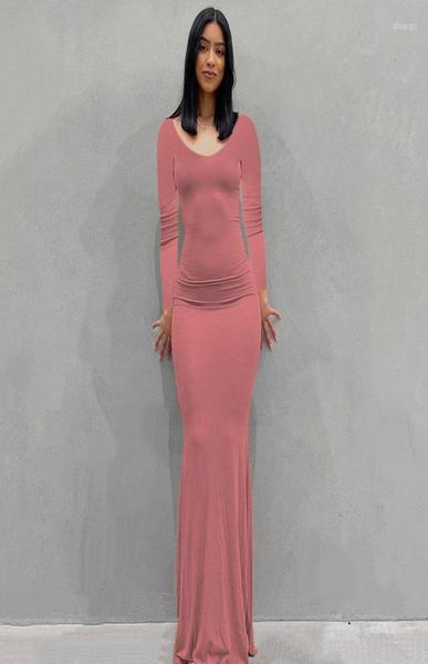 

casual dresses long sleeve skims maxi dress women autumn winter party club solid color slim fit female vestidos 20225784224, Black;gray