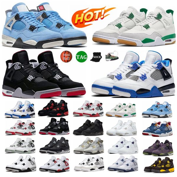 

black cat 4 jumpman 4s og mens basketball designer shoes university blue white oreo black canvas sail metallic purple red thunder infrared w