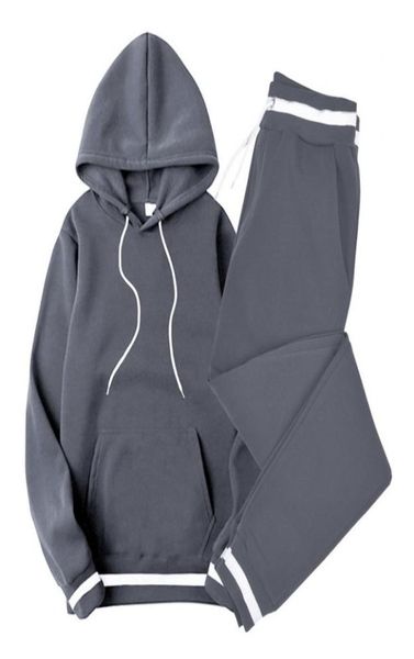

sets tracksuit men 2020 srring autumn hooded sweatshirt drawstring outfit sportswear casual male suit pullover two piece set8698244, Gray