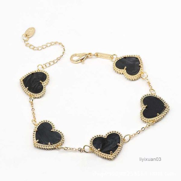 

4/four leaf clover bracelets bracelet love bangle butterfly for women 18k gold plated partner armband chain jewelry charm 1 g0sb, Black