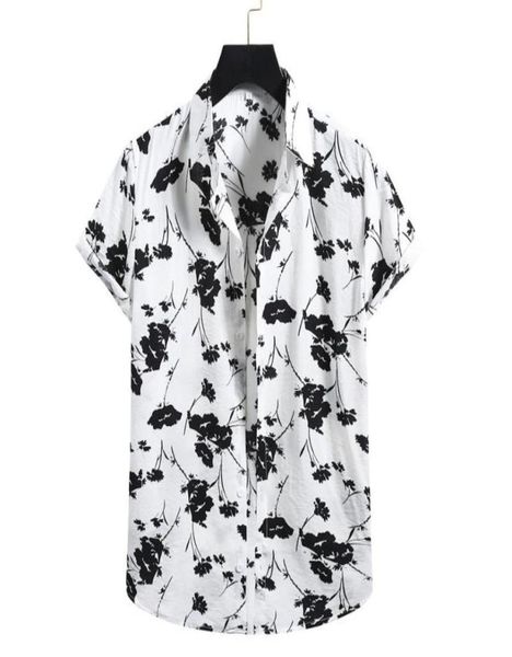 

beach shirts men summer vacation camisas para hombre white printed short sleeve button down hawaiian for blouse men039s casual1109014, White;black