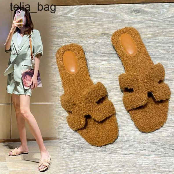 

slipper hermzs and designer winter furry shoes autumn bear sandal oran dsigner slippers 2023 teddy bear fur shoes for women xwpz v9m9