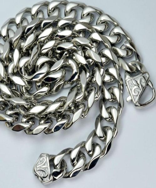 

silver tone stainless steel mens necklace solid cuban curb chain24quot 135mm n3352958383