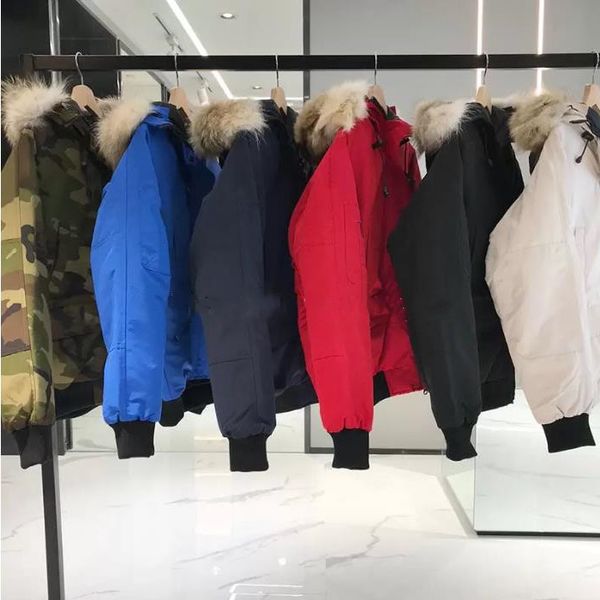 

winter mens down parkas outerwear wolf fur hooded jacket coat zipper outwear coats top, Black