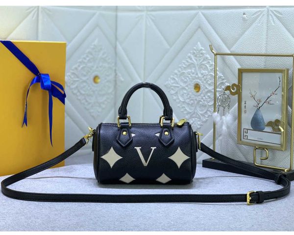 

designer womens shoulder bag luxury nano speedy handbags brown flower letter leather mini embossed crossbody bags ladies fashion makeup purs