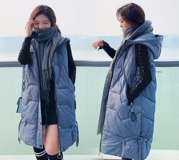 

women039s vests winter coat women hooded warm long vest plus size 3xl sleeveless cotton jacket female femininawomen039s wome4524008, Black;white