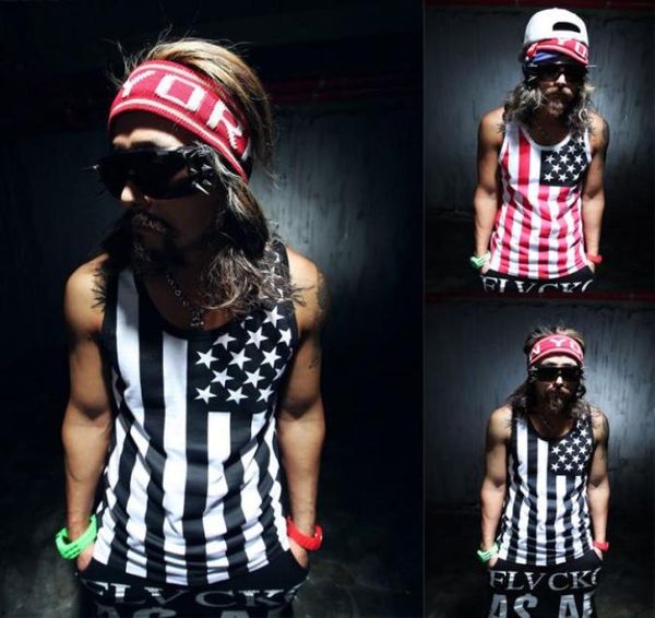 

whole fashion men tank tshirt muscle sleeveless vest shirt men039s summer vest fashion hipop usa national flag tank t6264318, White;black