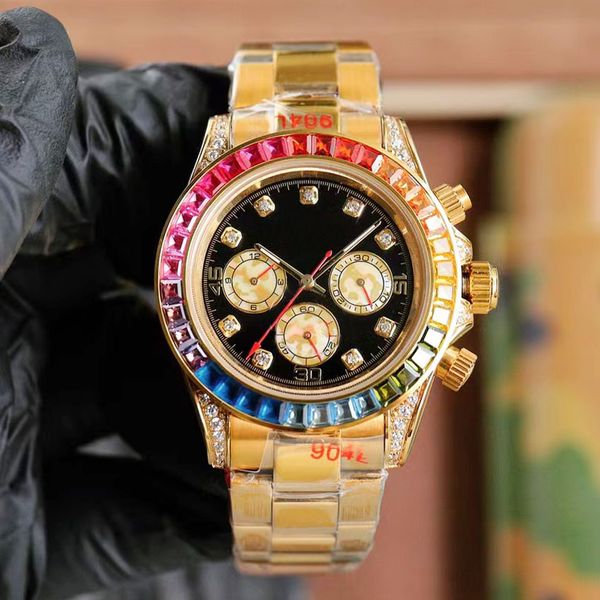 

designer style men's watch automatic mechanical all stainless steel diamond rainbow men's sports watch waterproof classic orologio, Slivery;brown