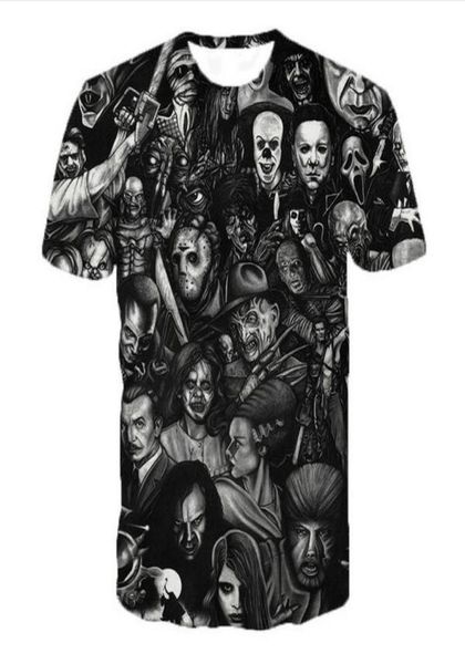 

summer style fashion menswomens freddy jason murderers horror movies funny 3d print casual tshirt xdx036075139, White;black