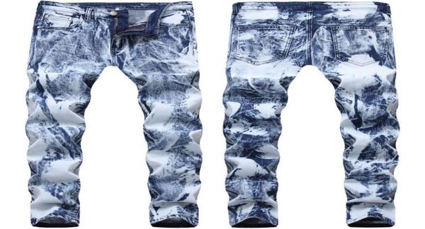 

unique men stretch light blue jeans designer straight leg slim fit biker motorcycle denim pants streetwear trousres qkn22013026915