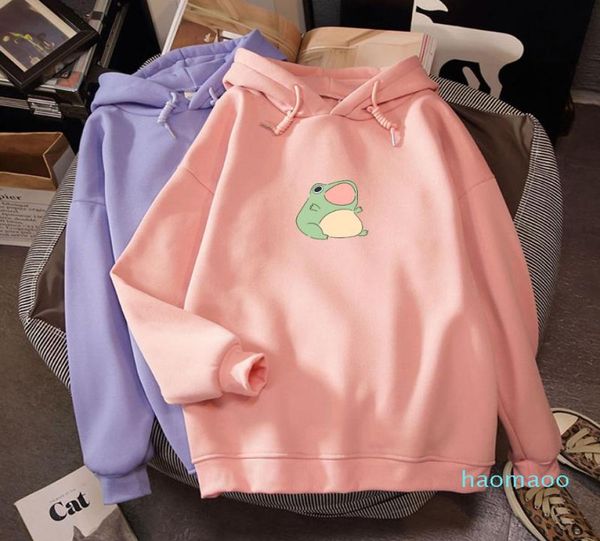 

designerthick coat warm hoody pullover harajuku anime sweatshirt womens korean streetwear plus size aesthetic frog printed hoodie7619027, Black