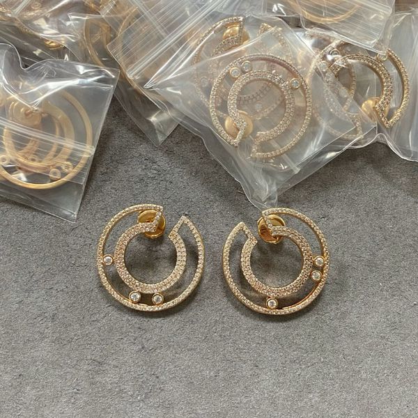 

dupe brand 925 sterling silver circle move white crystal stud earrings for women