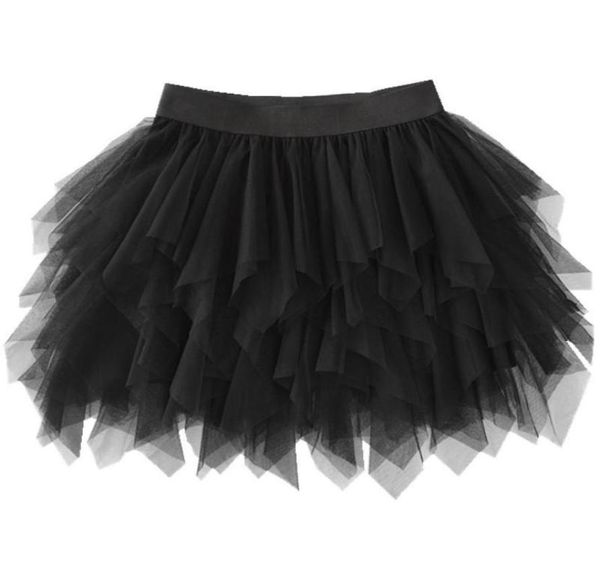 

skirts women fashion mesh mini skirt high waist ruffled irregular black gauze ball gown layered fairy princess elastic tutu6890810