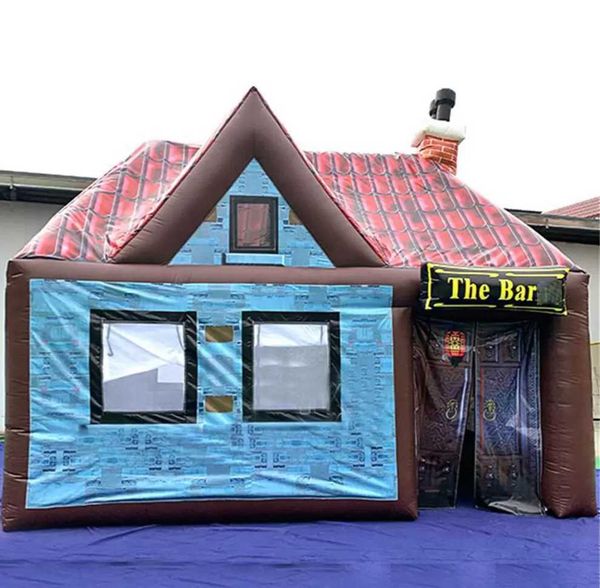 

5x4m eye catching pvc bar inflatable pub tent concession stands vip room irish club booth with heatsealing roof better waterproof effects