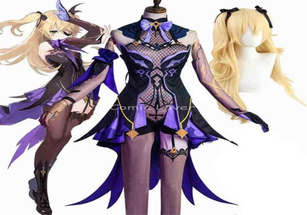 

genshin impact fischl cosplay costume wigs anime game outfits dress halloween carnival uniforms cloth j220712 j2207139326708, Black