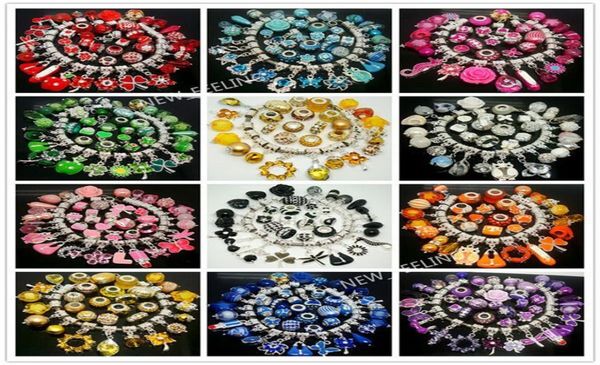 

100pcs mix colors charms beads for jewelry making loose pendants charms diy big hole beads for european bracelet whole in bulk8041400