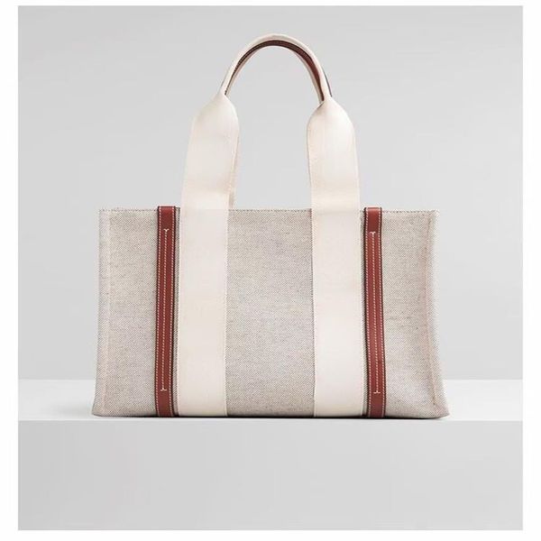 

canvas shoulder bags designer letter print stripe large capacity tote bag female casual handbags234i