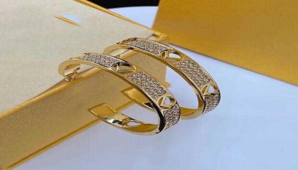 

women designer earring stud hoop earrings luxury brass geometric crystal rhinestone big circle hoops huggie for lady party wed9459162, Golden;silver