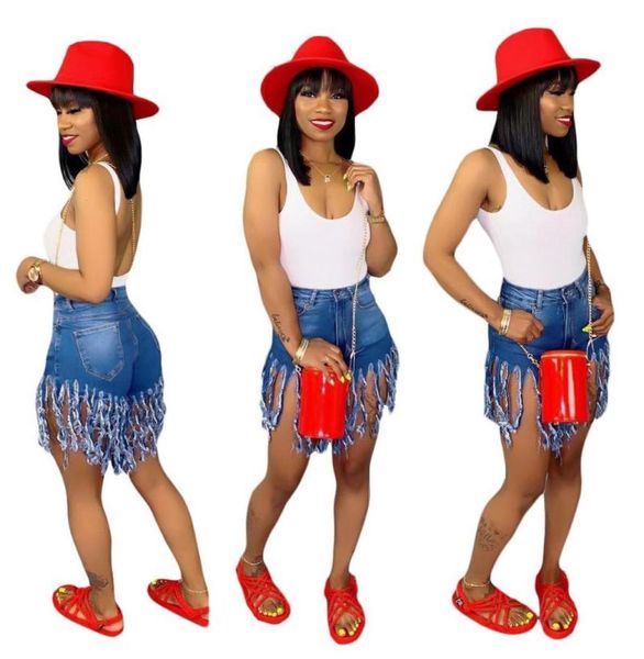 

women039s jeans ripped tassel fringe denim shorts plus size high waist neon women summer fashion short pants9452582, Blue