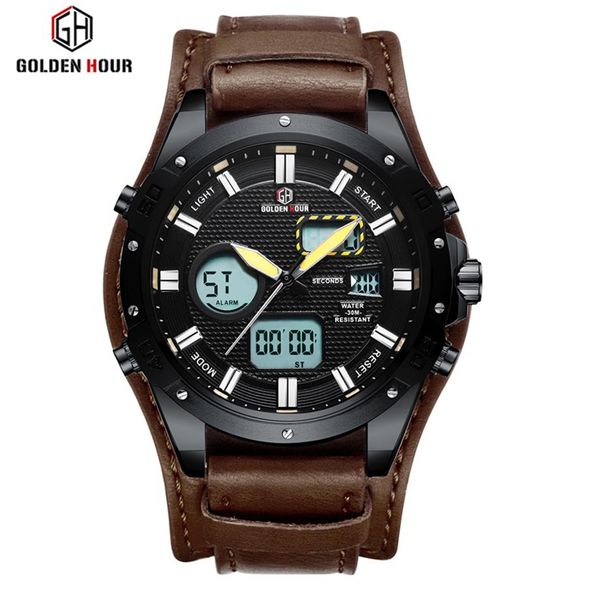 

cwp brand goldenhour sport leather men watch relogio hombre automatic waterproof quartz male clock army military wrist watches269k, Slivery;brown