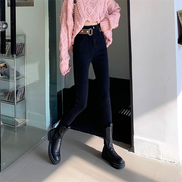

women's jeans n5826 fashion allmatch stretch pencil pants slim high waist trousers jeans 230821, Blue