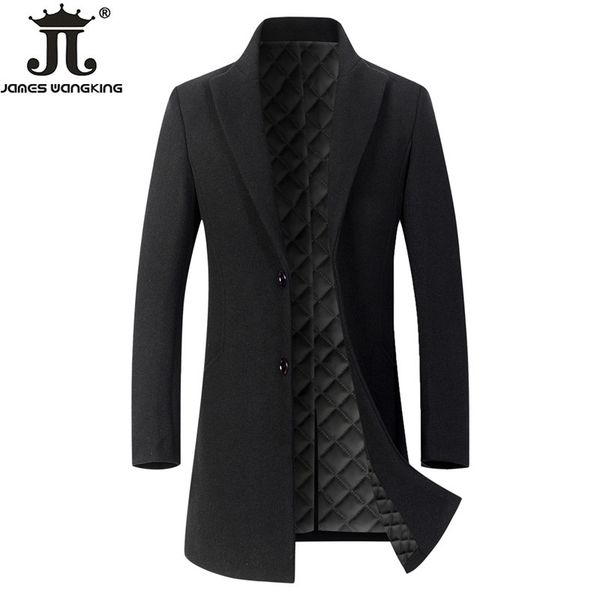 

mens wool blends autumn and winter highend brand fashion boutique warm pure color casual business woolen coat windbreaker 230818, Black