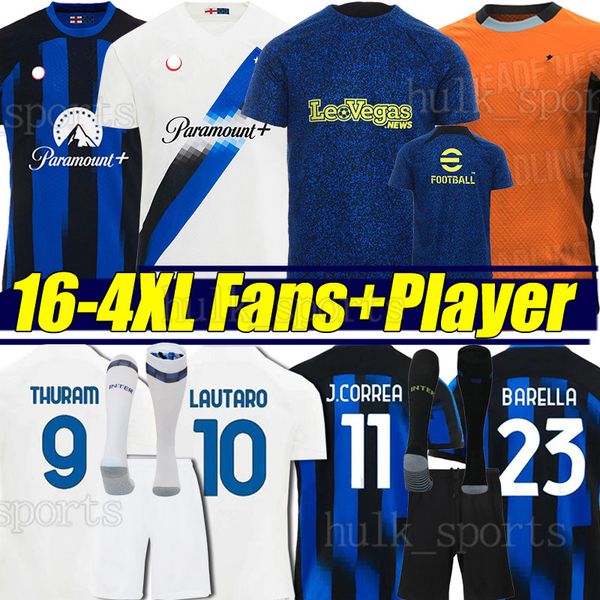 

4xl thuram barella soccer jerseys 23/24 j.correa gosens de vrij lautaro inters acerbi bastoni dimarco milans darmian football shirts 2023 20, Black;yellow