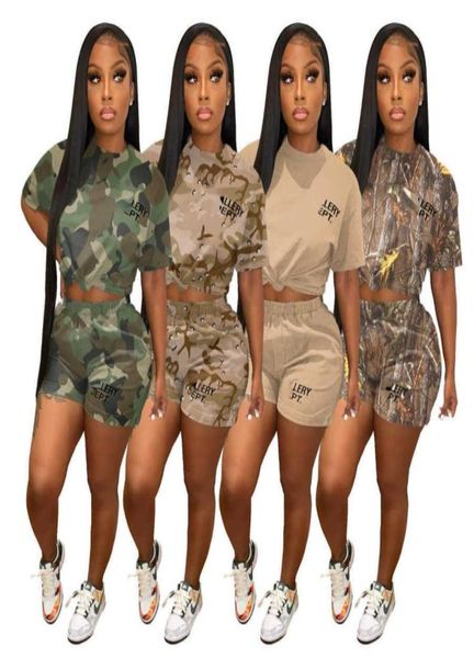 

women tracksuits designer 2023 summer outdoor camouflage sweatsuit digital printed short sleeve t shirt shorts two piece set casua4865683, Gray