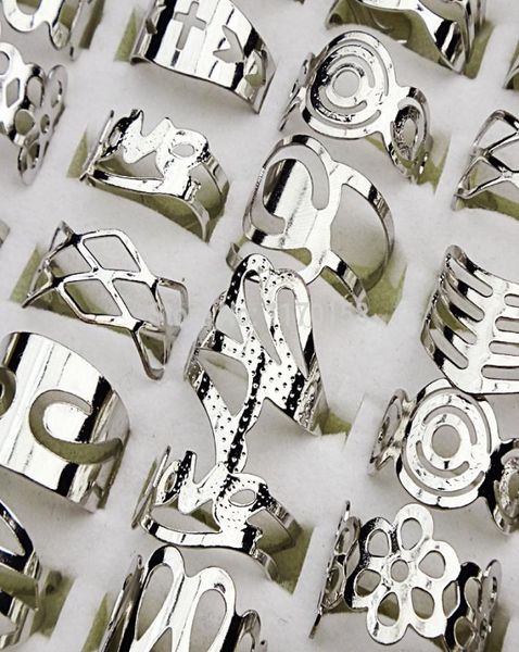 

adjustable size silver plated zinc alloy finger rings toe ring for women and men mix style whole jewelry lot lr1291073797