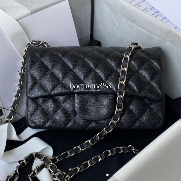 

designer bag handbag cf luxury handbag womens shoulder flap bags plaid caviar leather gold silver chain quilted messenger handbags purse woc